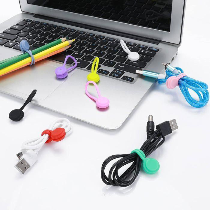 Lusofie 10 Stück Magnetische Silikon Kabelbinder Multicolor Wiederverwendbare Kabelclip Organizer - Bild 2