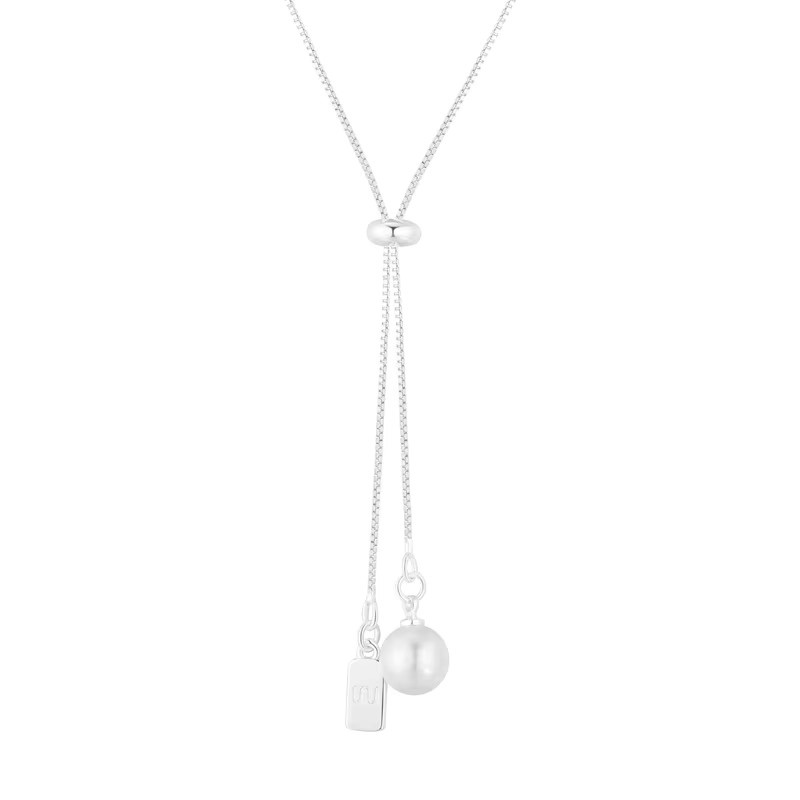 FANGSU Halskette 925 Silber, Perle, geometrische Form, Unisex - Bild 2