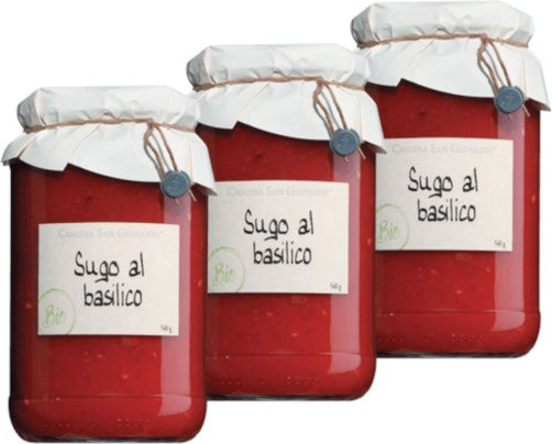 Cascina San Giovanni Bio-Tomatensauce mit Basilikum 3 x 500 g - Bild 1
