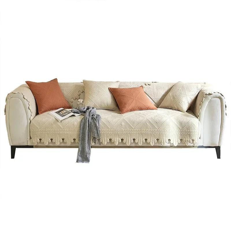 Super Six Sofaüberwurf aus gewaschener Baumwolle mit Quiltmuster und Stickerei in Grau, B/T/H: 70 x 70 x 0 cm - Bild 2
