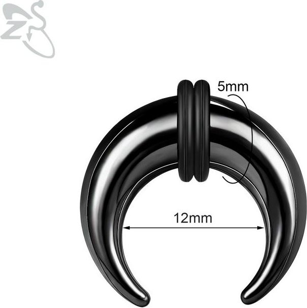 ZS Nasenring Ochsenhornform, Edelstahl, Schwarz, Herren - Bild 1