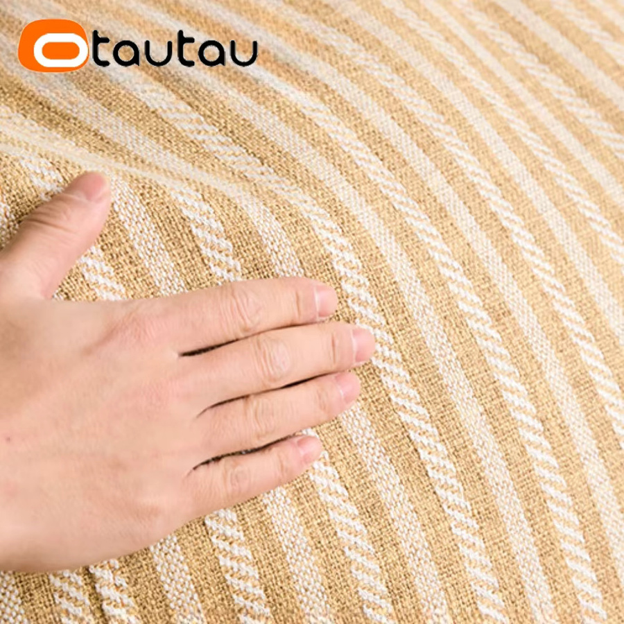 OTAUTAU Sitzsackbezug DD104 aus 100 % Baumwollleinen in Beige und Schwarz gestreift - Bild 3