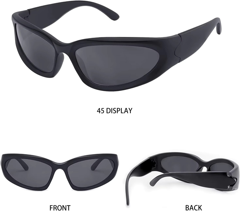 GOT-TOG Wrap Around Sonnenbrille, Metall, Vollrand, Unisex, silver black - Bild 3