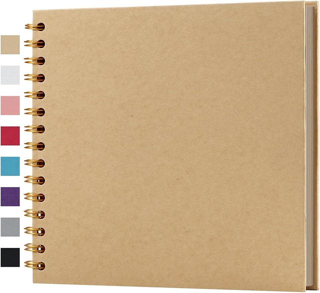 DIY Scrapbook Album Hardcover aus Kraftpapier mit 20 Blättern und 40 Seiten in Braun und Pink, 20,32 x 20,32 cm - Bild 1
