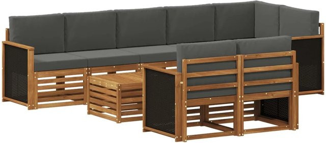 vidaXL Sofagarnitur aus Massivholz Akazie in Braun und Anthrazit mit modernem Latten-Design - Bild 1