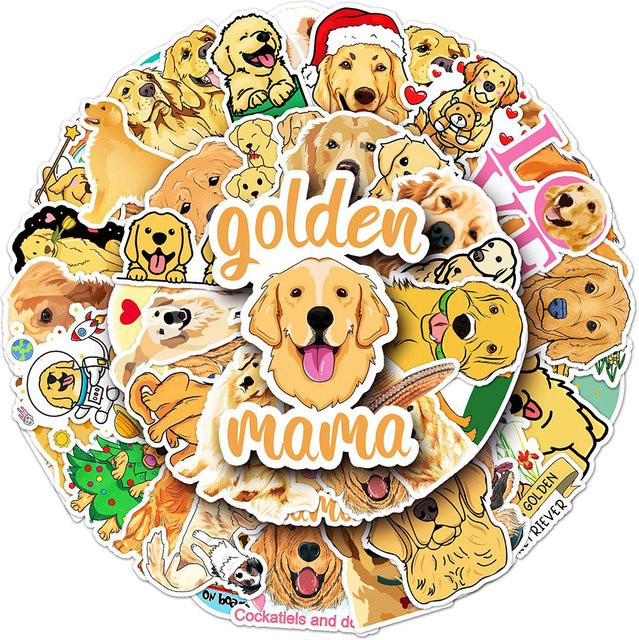 Niedliche Cartoon Golden Retriever Aufkleber Charile, wasserfeste Kawaii Tier Hund Aufkleber für Laptop, Handy und Koffer, Mehrfarbig - Bild 1