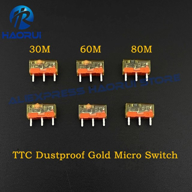 TTC Staubdichte Gold-Microswitches mit 3-Pin-Anschluss und Goldlegierung für Computer-Maustasten, 2 Stück - Bild 1