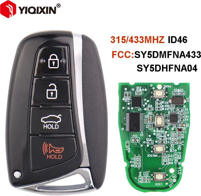 Yiqixin Smart Remote Autoschlüssel für Hyundai Santa Fe 315/433 MHz ID46 PCF7952 SY5DMFNA433 SY5DHFNA04, Schwarz - Bild 1