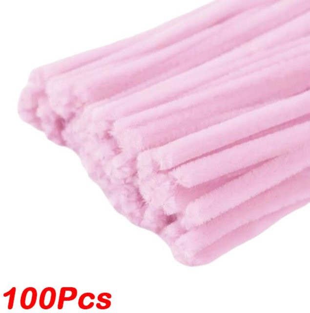 SXhemei Plüsch-Chenille-Stiele für Bastelarbeiten und künstliche Blumen, Farbe: Hellrosa - Bild 1