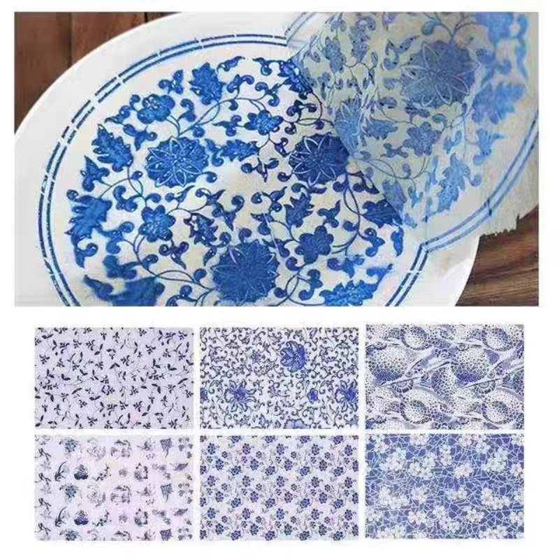 Keramik-Ton-Transferpapier mit blauem Blumenmuster für Unterglasur-Dekorationen und traditionelle Jingdezhen-Maltechniken - Bild 2