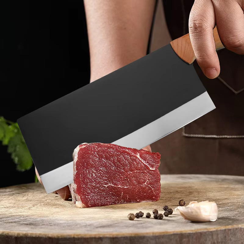 InLeung Handgeschmiedetes Chef-Metzger-Messer aus Edelstahl mit Holzgriff in Silber - Bild 3