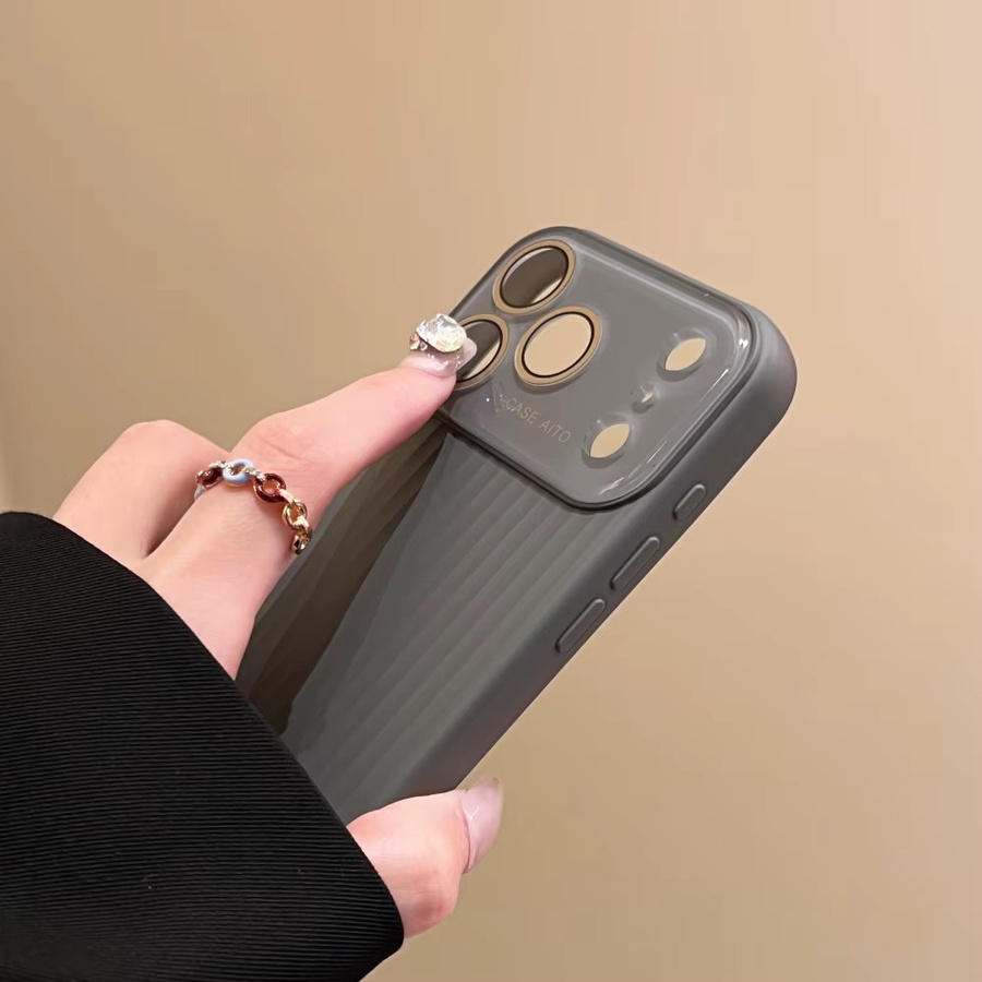 Stoßfeste Flüssigsilikon Handyhülle mit gewelltem Streifenmuster für Apple iPhone 17 16 15 14 13 12 Pro Max und 17 Air in Weiß - Bild 2