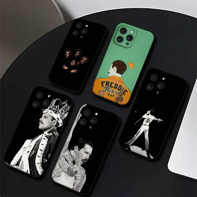 Handyhülle Freddie Mercury Queen Band für Apple iPhone (verschiedene Modelle) aus schwarzem Silikon - Bild 1