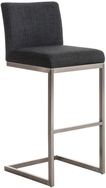 TPFLiving Barhocker Paragon mit Edelstahlgestell und Stoffbezug in Dunkelgrau, Höhe: 104 cm, Breite: 42 cm, Tiefe: 48 cm - Bild 1