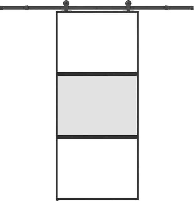 vidaXL Schiebetür aus transparentem Hartglas mit Aluminium-Beschlag in Schwarz, B: 90 cm, H: 205 cm - Bild 1