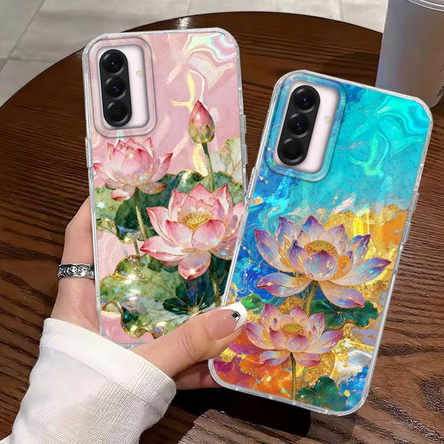 Handyhülle mit Rosa Pfingstrose und Lotus Print für Samsung Galaxy A56 A55 A16 A57 A07 A17 A26 A54 A15 A13 A36 A25 A35 A14 A34 A12 in Pink - Bild 1