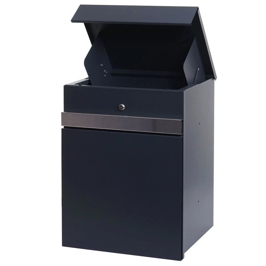 PROREGAL Paketkasten aus verzinktem Metall in Anthrazit-Edelstahl, H x B x T: 58 x 45 x 36 cm - Bild 2
