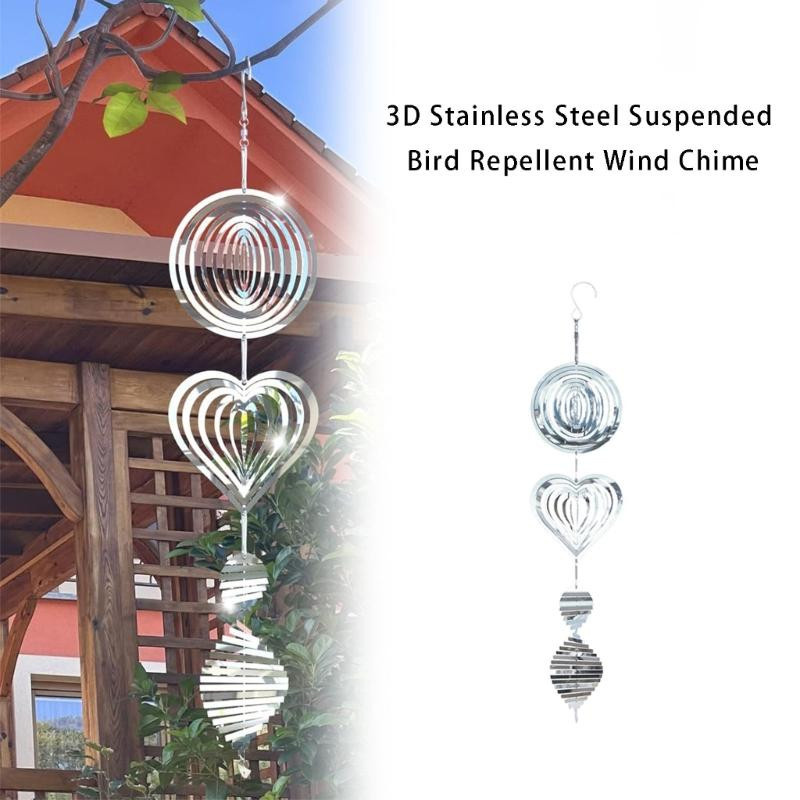 Windspiel Water Loquat Vogelabwehr aus Edelstahl in Silber als rotierender reflektierender Spinner zur wetterfesten Gartendekoration und zum Schutz von Feldfrüchten - Bild 4