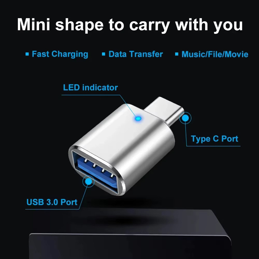 NNBILI USB 3.0 Typ-C auf USB-A OTG Adapter in Silber - Bild 2