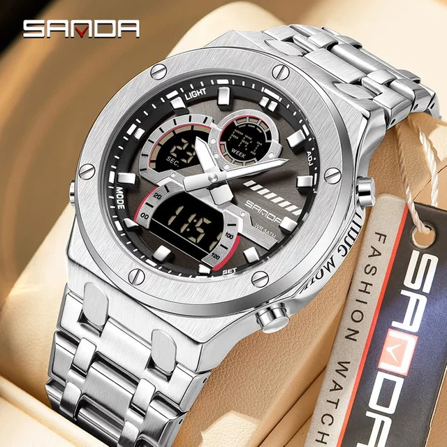 SANDA Chronograph Armbanduhr, Quarz, Edelstahl, Herren - Bild 1