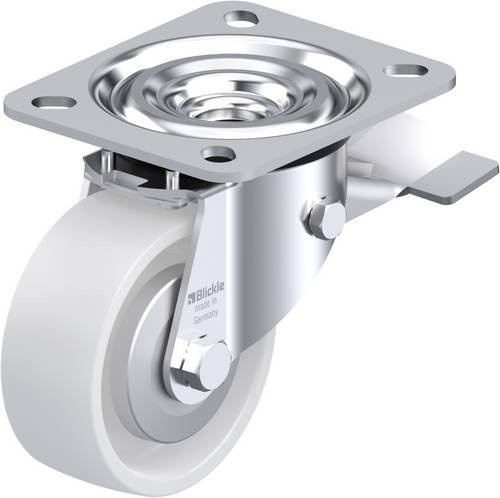 Blickle L-PO 80KA-ST Lenkrolle mit Feststeller, verzinkt, Rad-Durchmesser: 80 mm, Tragfähigkeit: 220 kg - Bild 1