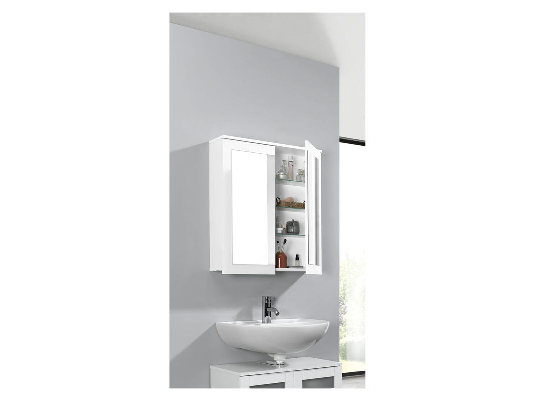 LIVARNO HOME Spiegelschrank Basel in Weiß mit 6 Glas-Einlegeböden und Glasfronten - Bild 2