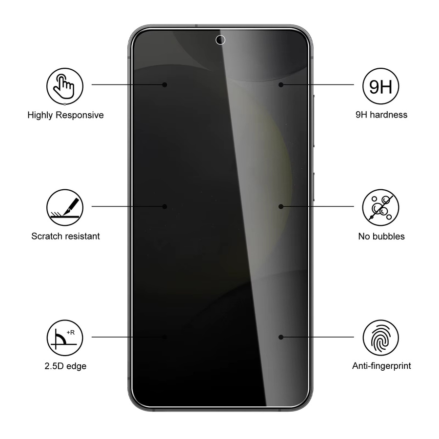 Samsung Privacy Displayschutz aus gehärtetem Glas für Galaxy S24 S23 Plus S25 S22 S21 in Transparent mit Fingerabdruck-Funktion - Bild 2