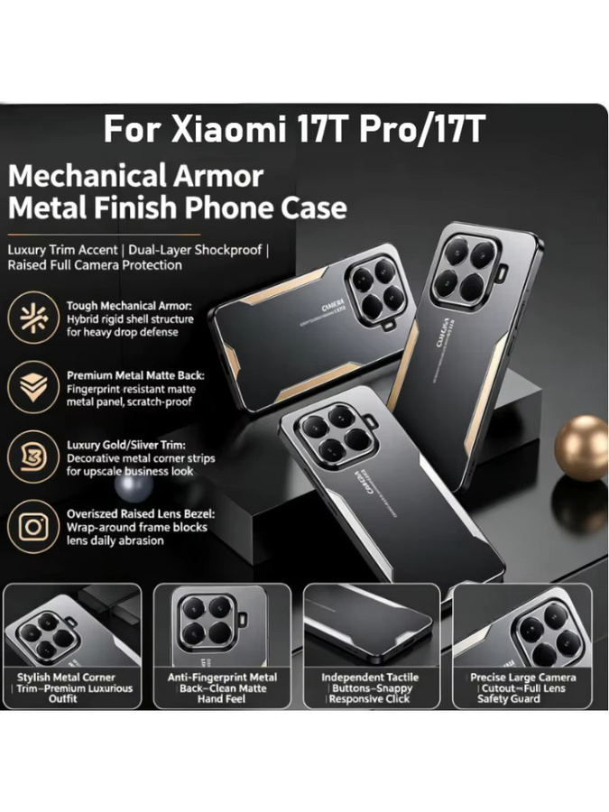 Schutzhülle aus Aluminiumlegierung für Xiaomi 15T 14T Pro 17 Pro Max Ultra in Schwarz und Rot - Bild 1