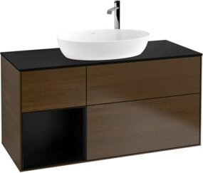 V&B Waschtischunterschrank Finion mit Wandbeleuchtung, Farbe Blau matt lackiert, Breite: 120 cm, Tiefe: 50,1 cm, Höhe: 50,1 cm - Bild 1