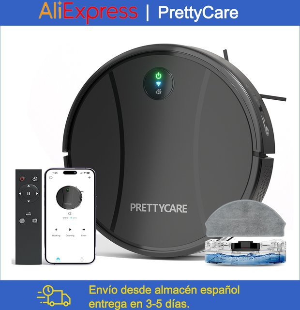 PrettyCare C2 Saugroboter und Wischroboter mit 4000Pa Saugkraft, Schwarz, App-Steuerung und WLAN-Funktion - Bild 1