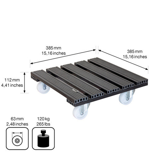 Wagner System Multiroller GreenHome Kübelroller aus WPC in Anthrazit, B/T: 38,5 x 38,5 cm - Bild 4