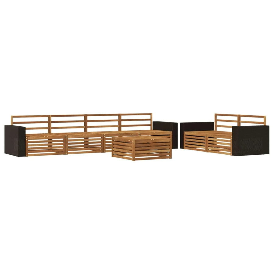 vidaXL Outdoor-Sofagarnitur aus Massivholz Akazie in Natur Braun, 7-teiliges Set im U-Shape mit Latten-Design - Bild 2