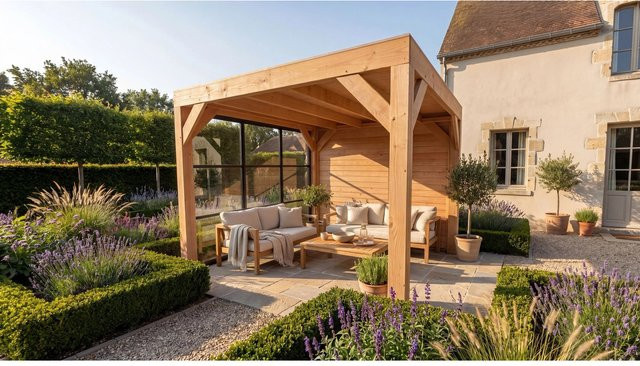 Weka Gartenlaube Lumley Blockhaus mit Holz- und Glaswand in Braun, B/T: 307 x 307 cm - Bild 1