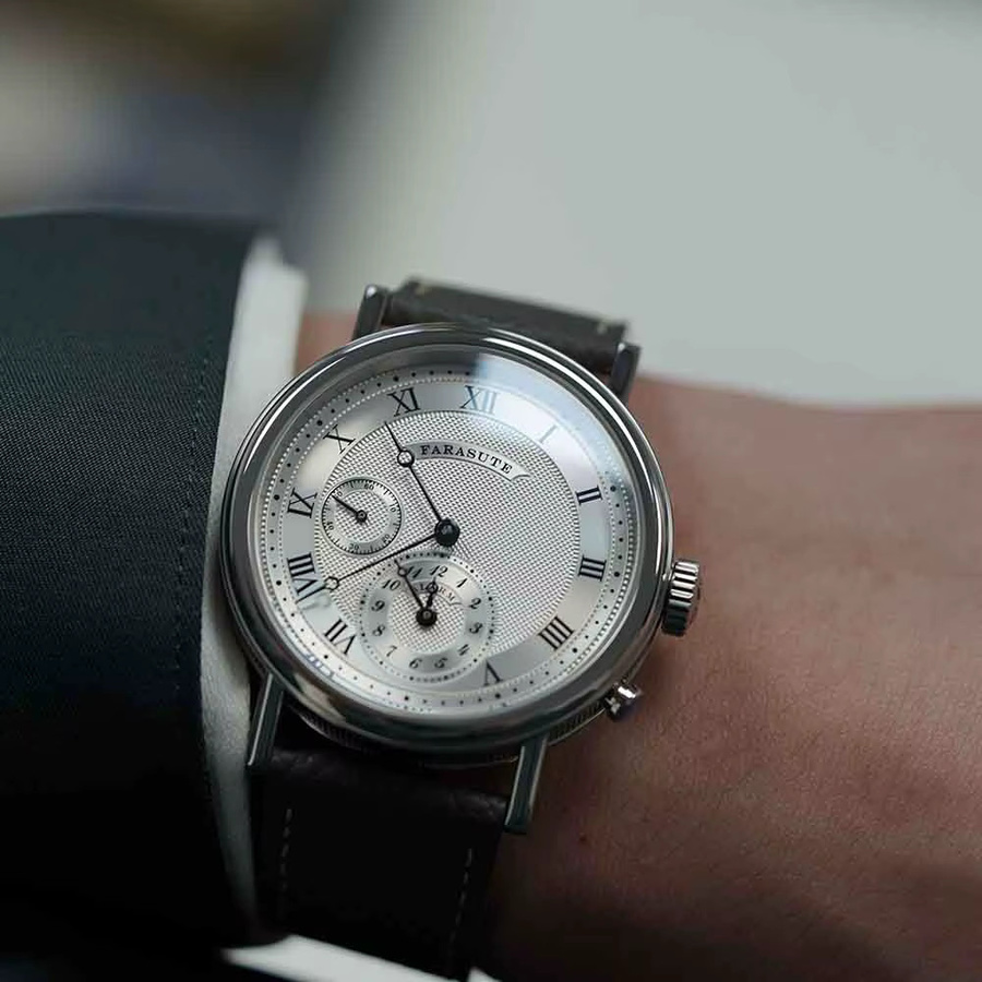 FARASUTE Armbanduhr, Quarz, Edelstahl, Saphirglas, Silber, Herren - Bild 3