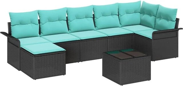 vidaXL Gartensofa-Set aus Poly-Rattan in Schwarz mit 8-teiliger Polsterung und integriertem Stauraum für Terrasse und Garten - Bild 1