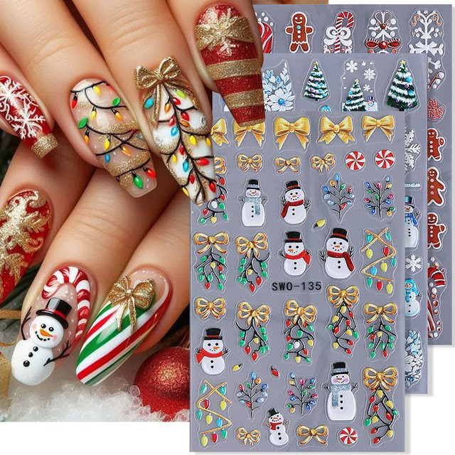 SWEET TREND Nagel Aufkleber, Weihnachten, Schneemann, Schneeflocken - Bild 1