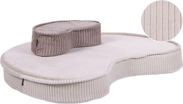 Beliani Bodenkissen NILI in Hellbeige, ovales Boho-Design aus Cord, B/T/H: 75 x 90 x 10 cm - Bild 1