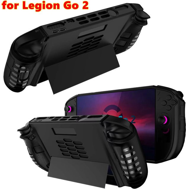 ALLOET TPU Sturzschutz-Griffhülle für Legion Go 2 in Schwarz, ergonomische und stoßfeste Schutzhülle mit Kratzschutz-Design - Bild 1