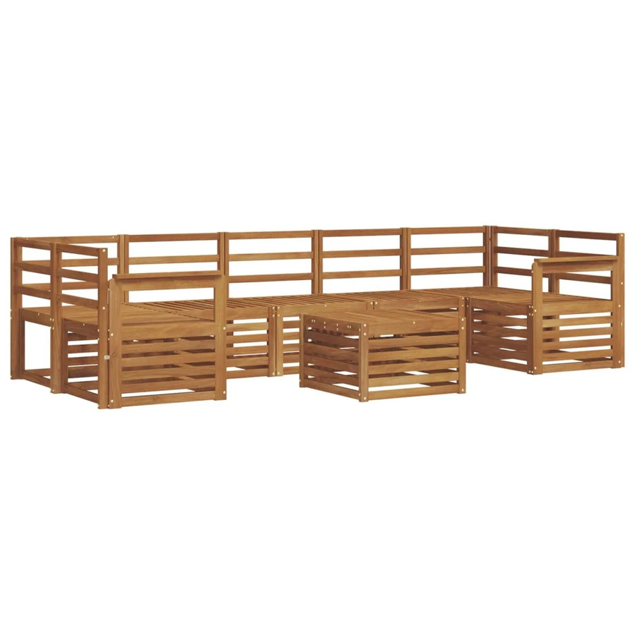 vidaXL Sofagarnitur 8-teilig in U-Form aus Massivholz Akazie in Natur Braun mit Latten-Design - Bild 2