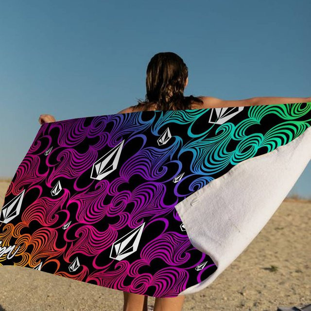 Volcom Logo Mikrofaser Strandtuch, schnelltrocknendes Pooltuch in Multicolour, Breite: 63 cm, Höhe: 120 cm - Bild 1