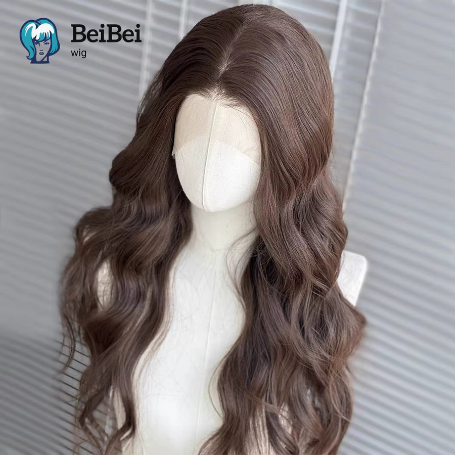 Braune schwarze gewellte Lace-Front-Perücke für Damen, 66 cm, synthetisch - Bild 2