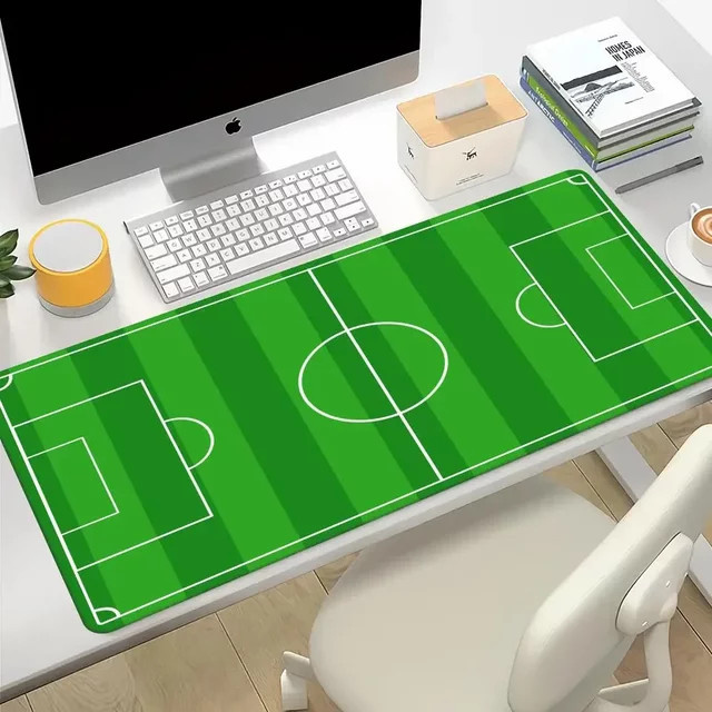 Mairuige Tischpad Fußballplatz in Grün und Schwarz, rutschfeste Gummi-Tischunterlage als große Mauspad- und Tastaturmatte - Bild 1