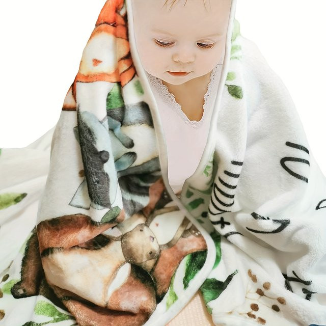 VIKAMA Baby-Fotografie-Decke mit Cartoon-Tierdruck für Neugeborene und Taufe, Mehrfarbig, B/T: 100 x 75 cm - Bild 1