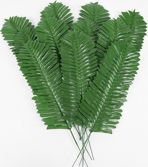 ZQCXLD 20 Stück künstliche grüne Palmblätter und tropische Monstera-Blätter aus Textil für deine Dekoration bei Hochzeiten, Partys oder im Sommer - Bild 1