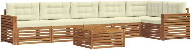 vidaXL Outdoor-Sofagarnitur 7-teilig aus Akazienholz mit Kissen in Beige und Natur - Bild 1