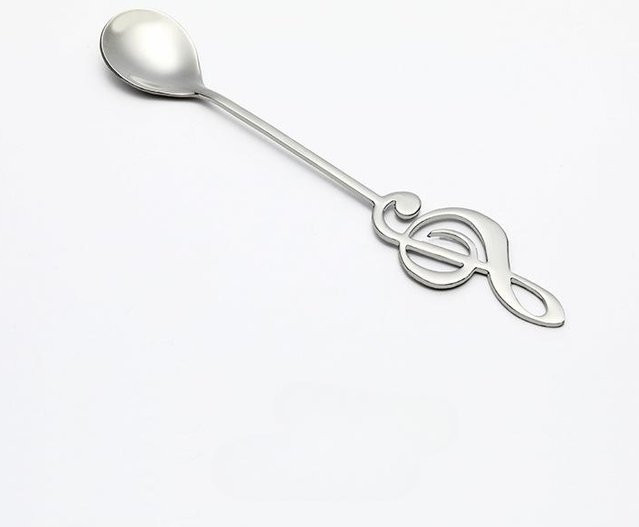 Edelstahl Dessertlöffel mit Musiknoten-Design in Silber für Kaffee, Milch und Eis - Bild 1