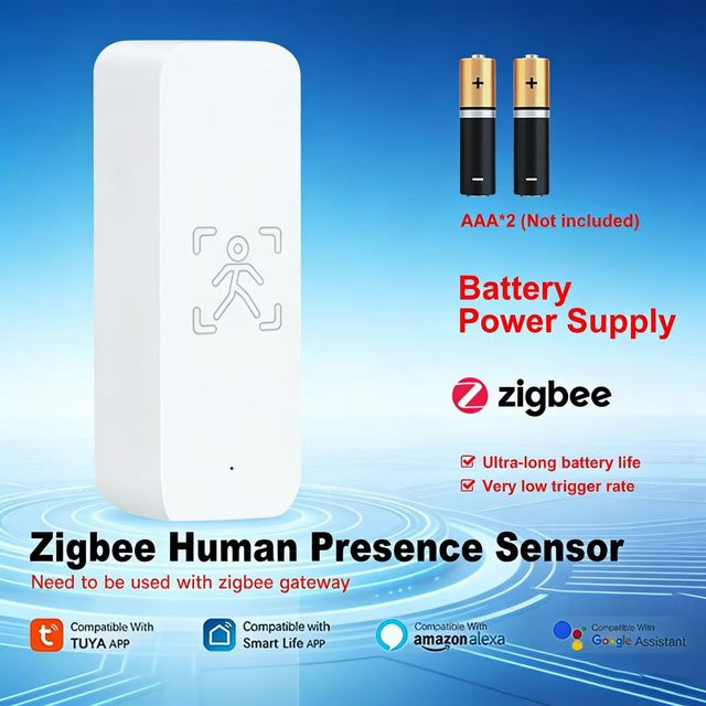 Tuya Zigbee Smart Präsenzsensor mit hochpräziser 24G Radarerkennung in Weiß, APP-Fernsteuerung via Smart Life, batteriebetrieben - Bild 1