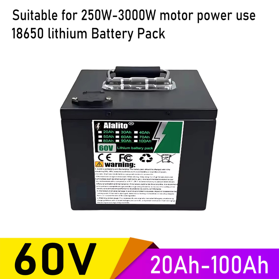 ALalito 18650 Lithium-Akkupack 60V 20Ah Schwarz für Motoren unter 3000W - Bild 5