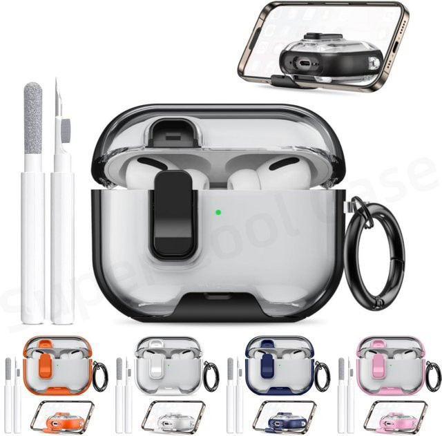 Schutzhülle für Apple AirPods Pro 3 in Blau inklusive Telefonständer, Reinigungsset und Schlüsselanhänger - Bild 1