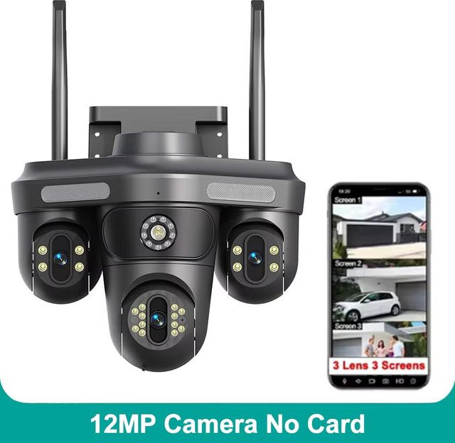LIAESMART WiFi IP-Kamera für den Außenbereich mit 12MP Dreifachobjektiv, 10-fachem Zoom und PTZ-Funktion, Schwarz, EU-Stecker - Bild 1